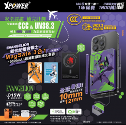 (3C認證版)XPower x EVA新世紀福音戰士 3合1 10000mAh超薄數顯無線充電器(M10K)